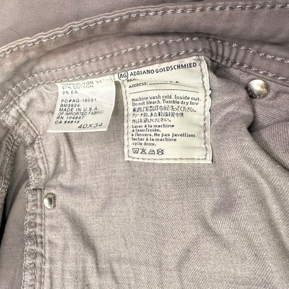 Adriano Goldschmied Mens The Protege AG Jeans Sz 40x34 Stone Gray straight leg - Picture 10 of 12